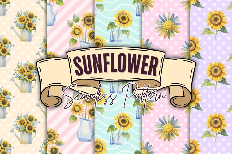 Watercolor Sunflower Digital Paper