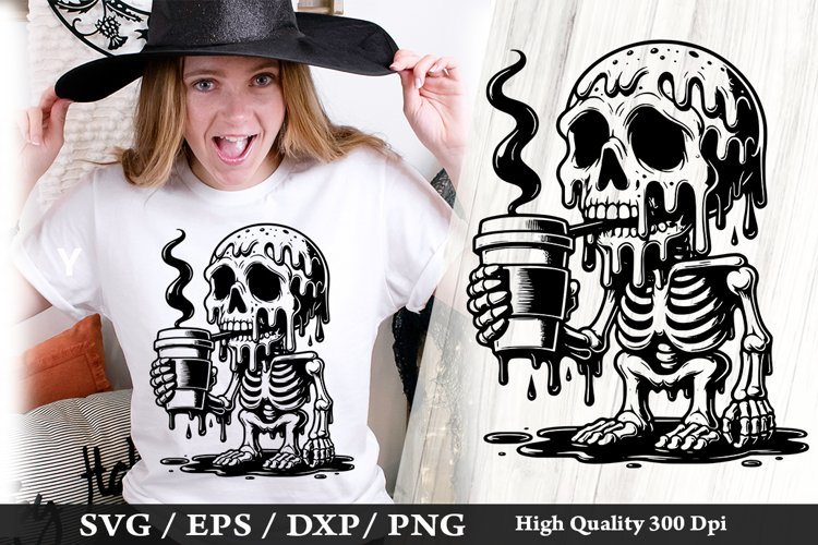 Melting Skeleton SVG Design - Skeleton T shirt Design example image 1