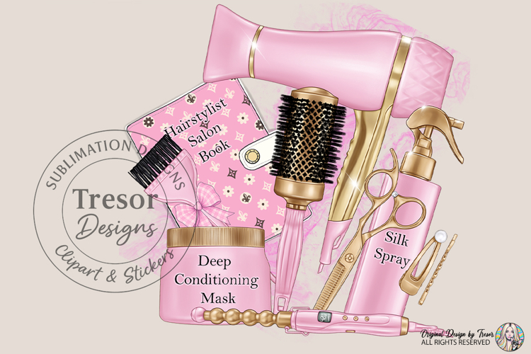 PInk Luxury Hair Salon Sublimation Beauty Tools Glam Design