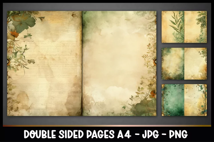 4 Vintage Double Sided Digital Papers I Junk Journal Page