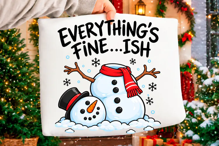 Everything’s Fine-ish Funny Snowman Christmas PNG Christmas