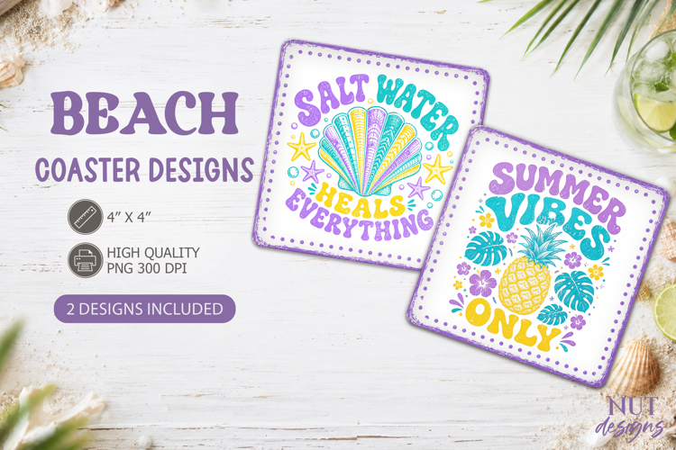 Beach Coaster Designs Tropical Summer coaster Beach quotes