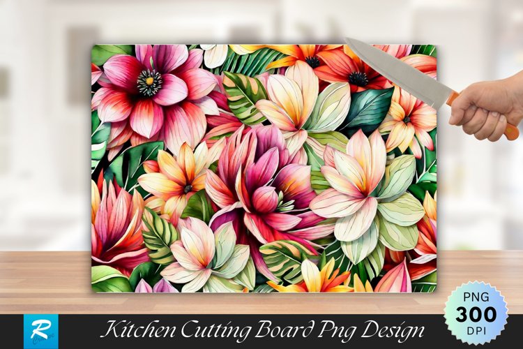 Watercolor Floral Cutting Board Sublimation Design