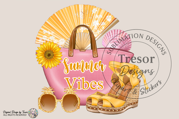 Summer Vibes PNG - Colorful Tropical Summer Illustration