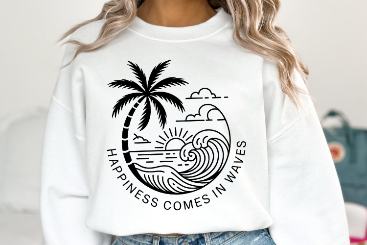 Happiness comes in waves svg | Summer Svg | Shirt Svg