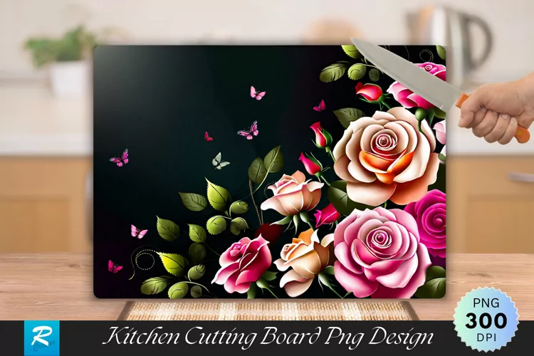 Flowers Cutting Board Sublimation Design