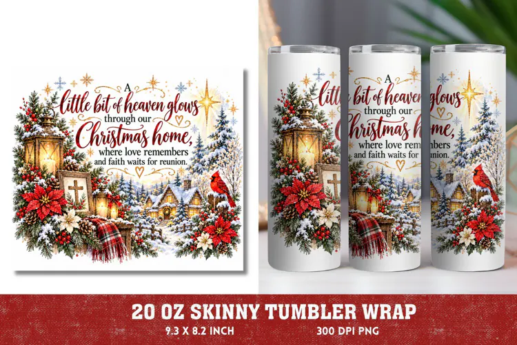 Christian Christmas 20oz Tumbler Wrap, Christmas Heaven Skin