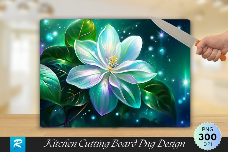Enchanting Jasmine Artistic Cutting Board Sublimation Design example image 1