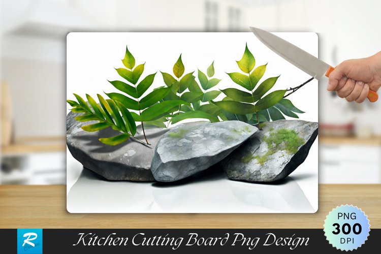 Leaves With Rock Cutting Board Sublimation Design example image 1