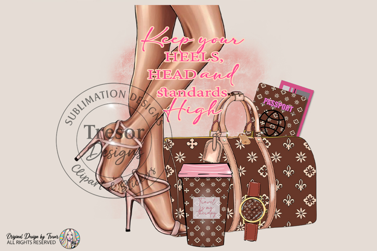 Luxury Heels Travel Fashion Quote PNG Glam Style Women