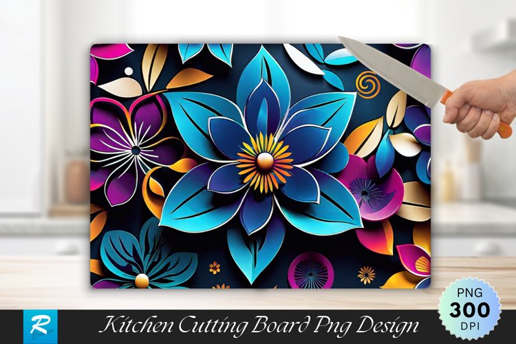 3D Flowers Cutting Board Sublimation Design example image 1