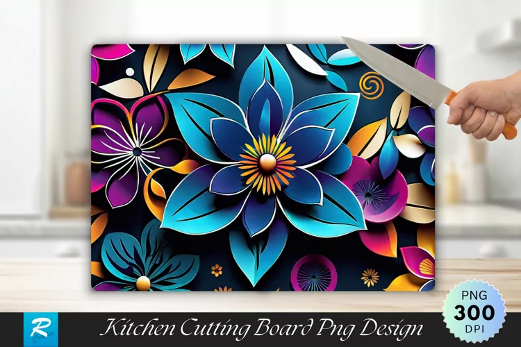 3D Flowers Cutting Board Sublimation Design