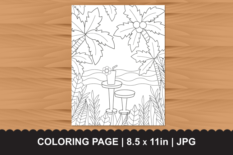Tropical Beach Bar Coloring Page
