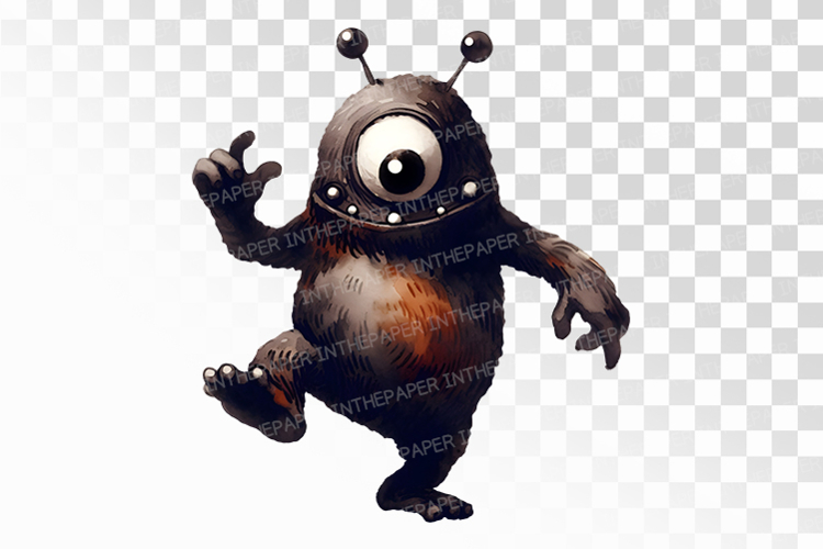 Retro One-Eyed Monster Cyclops Halloween PNG example image 1