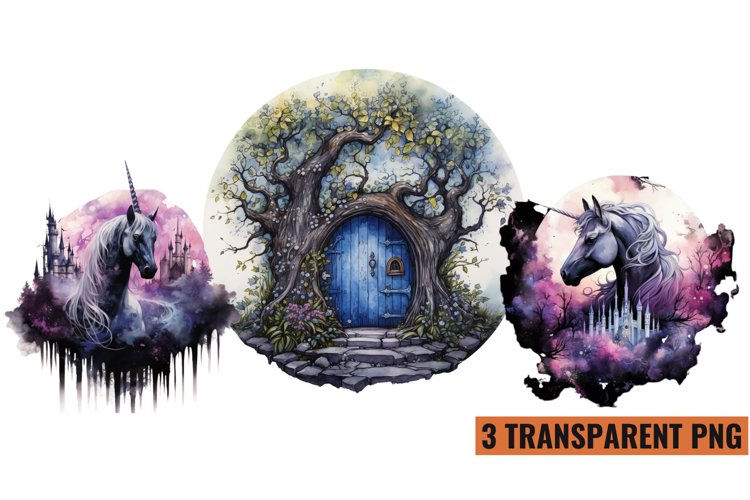 Watercolor Halloween Gothic Clipart Sublimation, PNG