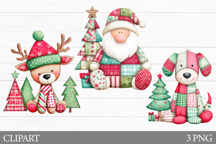 Christmas Clipart. Patchwork Christmas Clipart