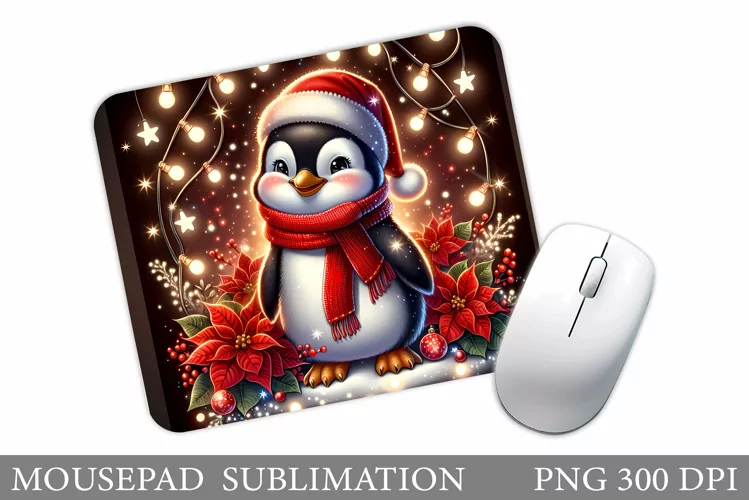 Cute Penguin Mouse Pad. Christmas Penguin Mouse Pad Design