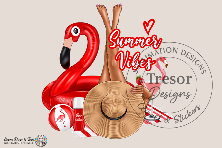 Summer Vibes red Flamingo Pool Party PNG Beach Clipart