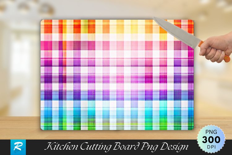 Colorful Plaid Cutting Board Sublimation Design example image 1