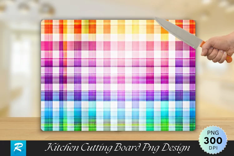Colorful Plaid Cutting Board Sublimation Design