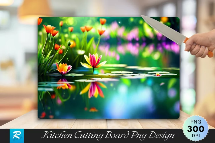 Beautiful Flowers Bloom Cutting Board Sublimation Design