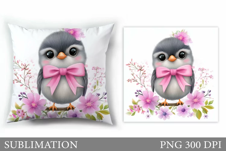Bird Pillow Sublimation. Bird Flowers Pillow Design
