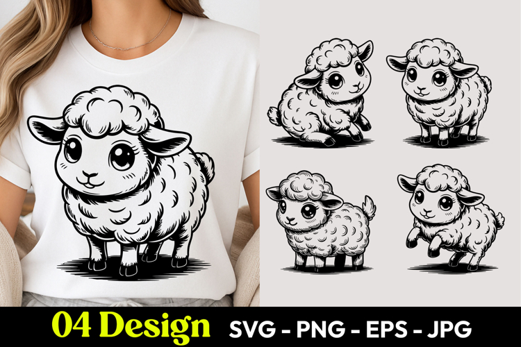 Kawaii Lamb SVG PNG