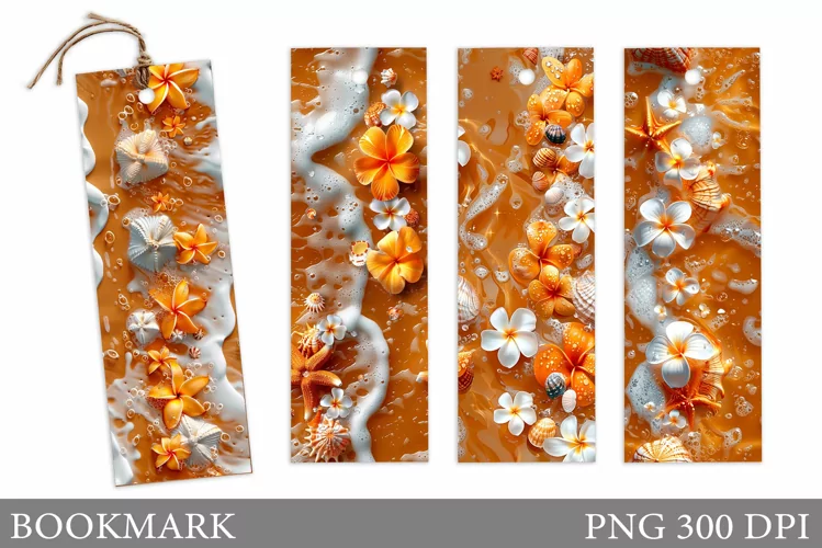 Sea Bookmark Design. Seashell Bookmark Sublimation