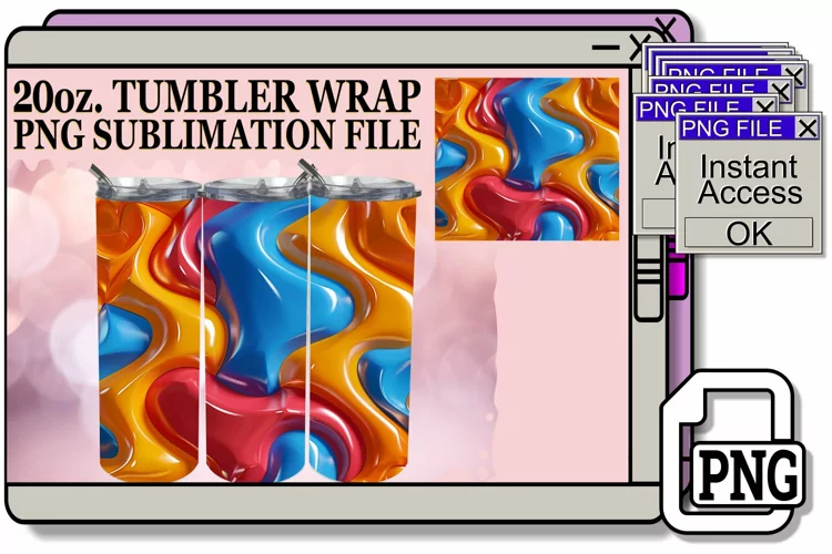 Vibrant Inflated Pattern 20oz Tumbler Wrap