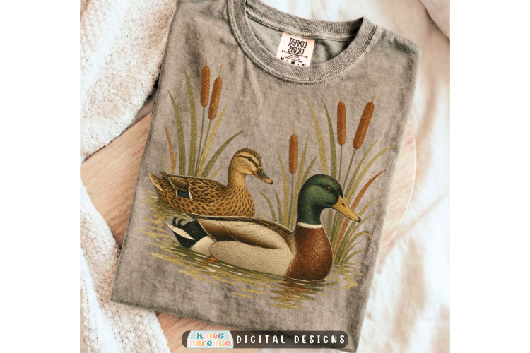 Vintage Mallard Duck PNG | Rustic Outdoor Scene PNG