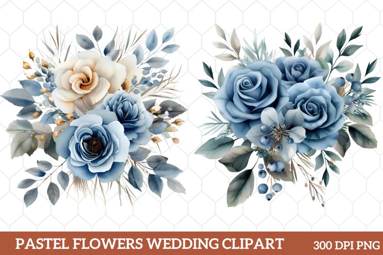 Pastel Flowers Watercolor Clipart, Watercolor Flowers