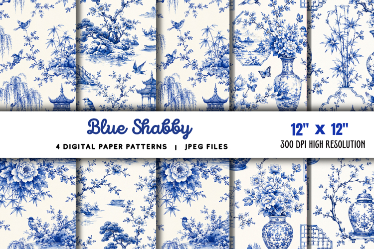 Blue Shabby Chic Chinoiserie Junk Journal JPG