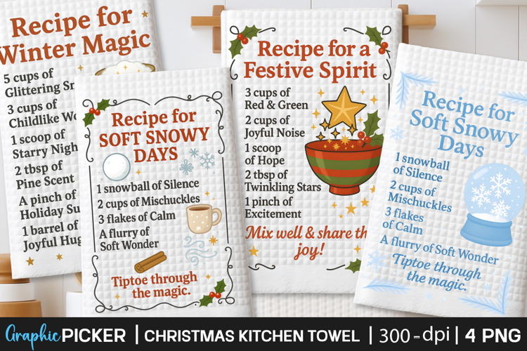 Christmas Kitchen Towel PNG, Christmas cocktail Recipe PNG