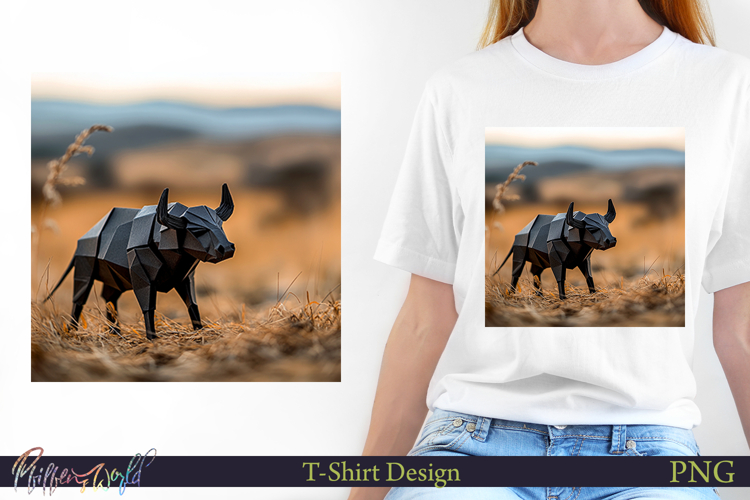 Origami | Animal Design for T-shirt | buffalo