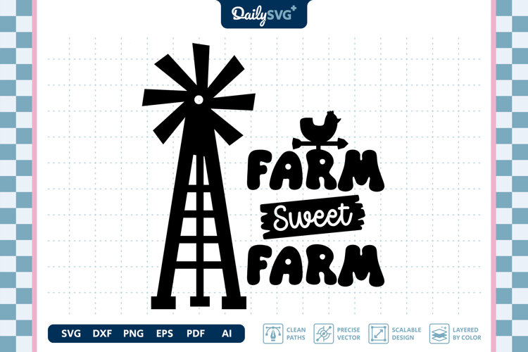 Farm Sweet Farm SVG Farmhouse Sign Rustic Cut File example image 1