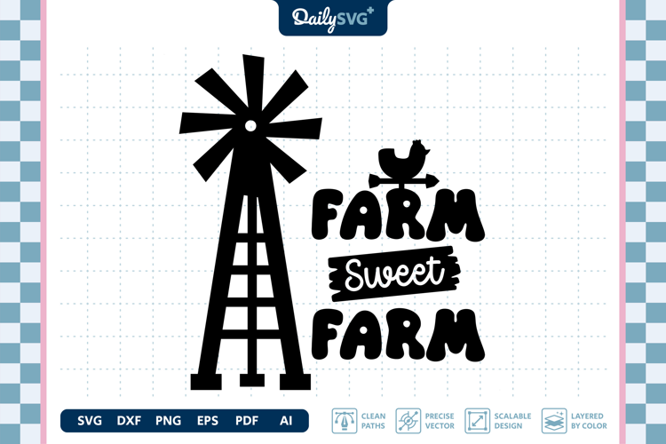 Farm Sweet Farm SVG Farmhouse Sign Rustic Cut File