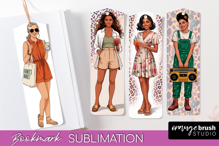Fashion Girl Printable Bookmark - Seasonal Bookmark PNG