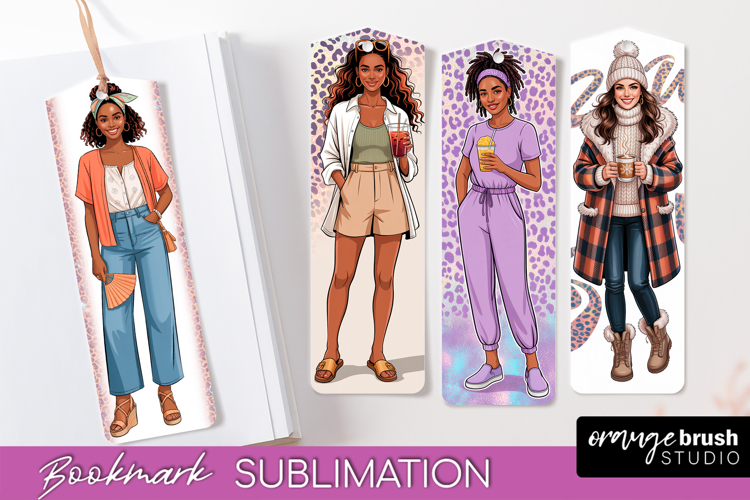 Fashion Girl Printable Bookmark - Seasonal Bookmark PNG