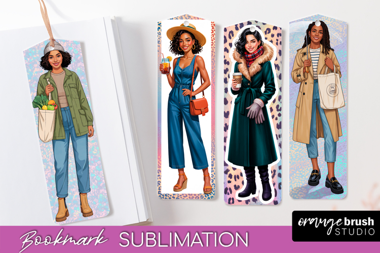 Fashion Girl Printable Bookmark - Seasonal Bookmark PNG