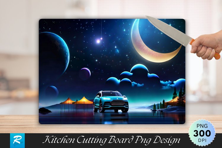 3D Night Scene Cutting Board Sublimation Design