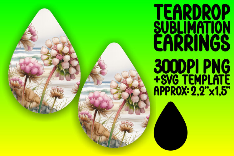 Dynamic Teardrop Earrings Artwork PNG , Flowers example image 1