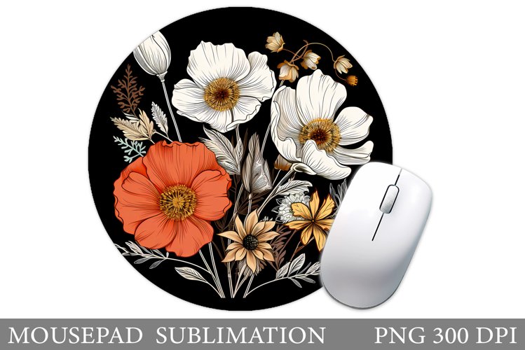 Flowers Mouse Pad Sublimation. Wildflowers Mouse Pad Design