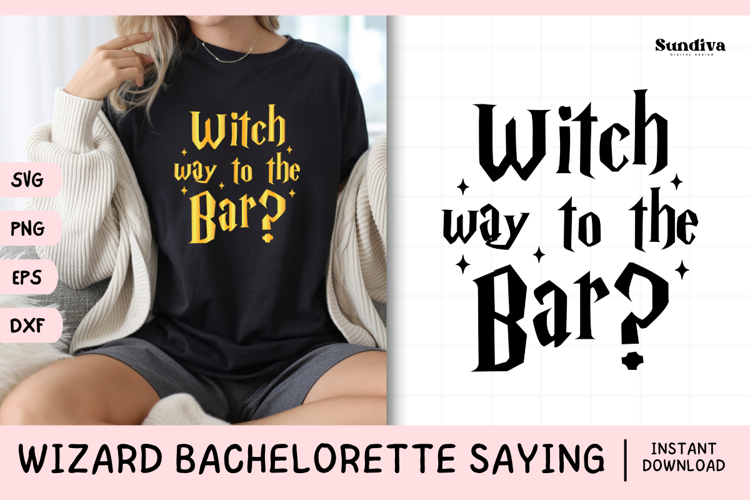 Wizard Bachelorette Party Saying SVG | Witch Way to the Bar? example image 1