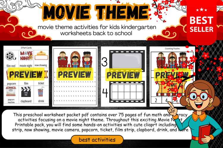 Movie theme worksheets Printable and activities for kids