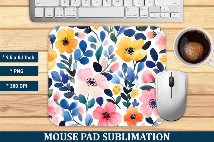 Watercolor Whimsical Flower Mouse Pad | Mouse Pad Png