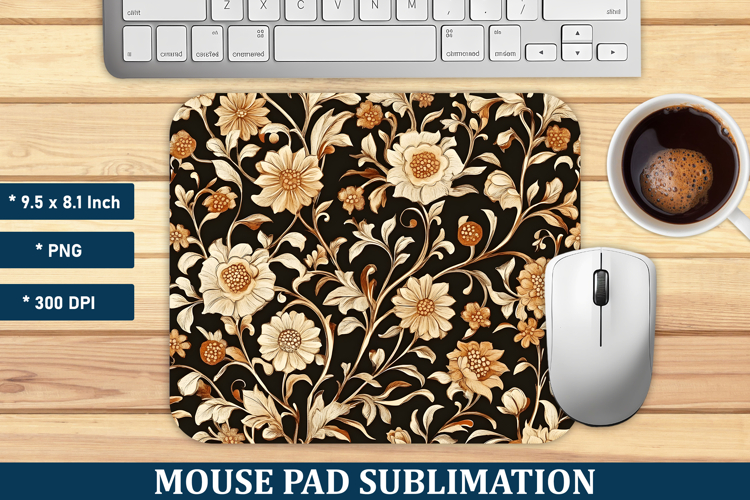 Vintage Flower Pattern Mouse Pad | Mouse Pad Sublimation