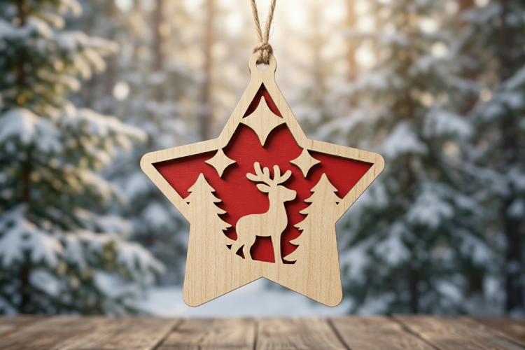 Christmas Ornament SVG - Laser Cut Layered Bauble Star