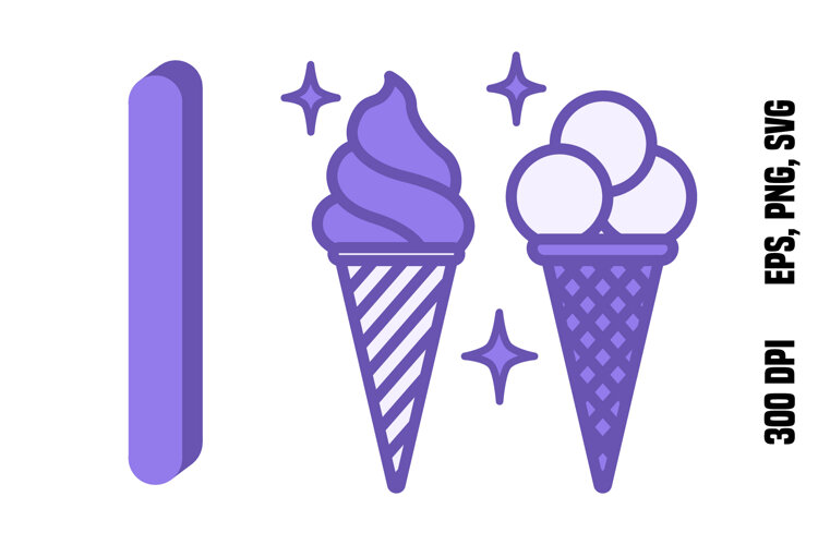 Purple Letter I and Ice Cream. Vector example image 1