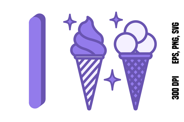 Purple Letter I and Ice Cream. Vector