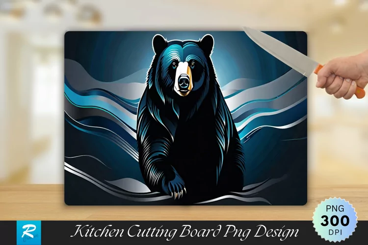 Black Bear Cutting Board Sublimation Design